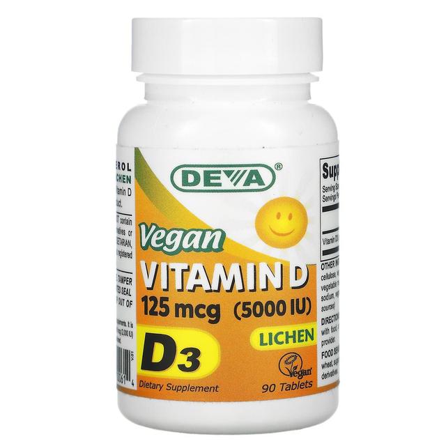 Deva, Vegan Vitamin D, D3, 125 mcg (5,000 IU), 90 Tablets on Productcaster.