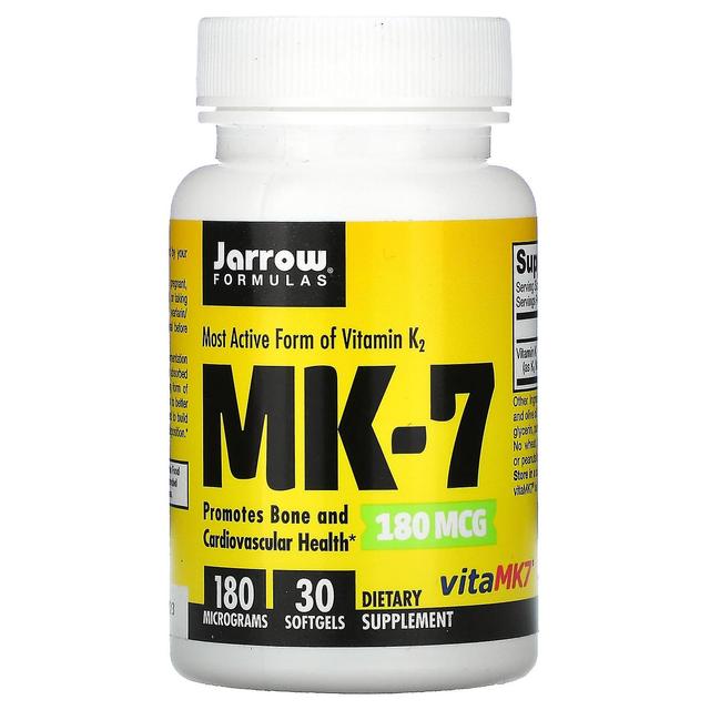 Jarrow Formulas, MK-7, Most Active Form of Vitamin K2, 180 mcg, 30 Softgels on Productcaster.