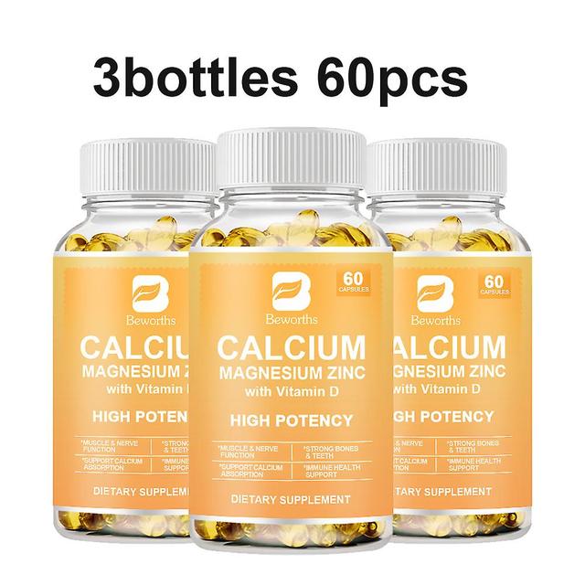 Visgaler Calcium Magnesium Zinc Supplement Plus Vitamin D3&citrate Promotes Healthy Bones & Teeth Supports Nerve&muscle Function 3bottles 60pcs on Productcaster.