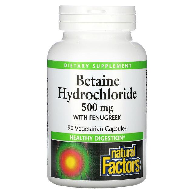 Natural Factors, Betaine Hydrochloride with Fenugreek, 500 mg, 90 Vegetarian Capsules on Productcaster.