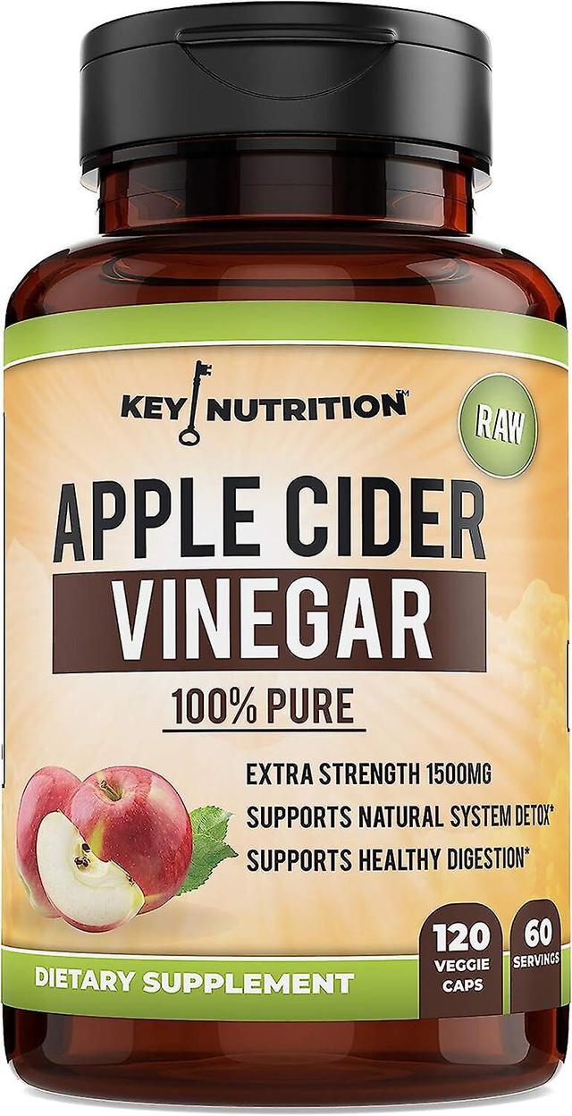 Timktv Key Nutrition Apple Cider Vinegar 1500mg, 100% Biologisch, Puur & Rauw - Gezonde spijsvertering & Detox Support - 60 dagen voorraad Fotokleu... on Productcaster.