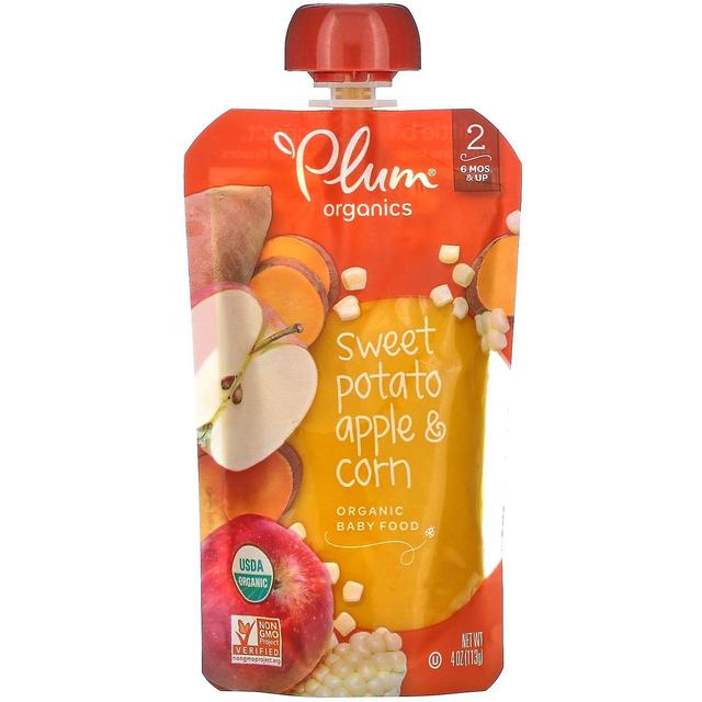 Plum Organics, Organic Baby Food, 6 Mos & Up, Sweet Potato, Apple & Corn, 4 oz (113 g) on Productcaster.