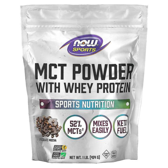 NOW Foods NOW Alimentos, Esportes, MCT em Pó com Whey Protein, Mocha de Chocolate, 1 lb (454 g) on Productcaster.