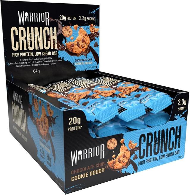 Warrior Crunch Bars Muscle Grow Low Sugar Choc Chip Cookie 12 x 64g on Productcaster.