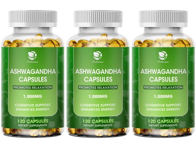 Huamade Ashwagandha extrakt kapslar för hjälp sömn stöd hjärnans hälsa muskeltillväxt styrka ökar immunitet Stress Relief 3Bottle x120PCS on Productcaster.