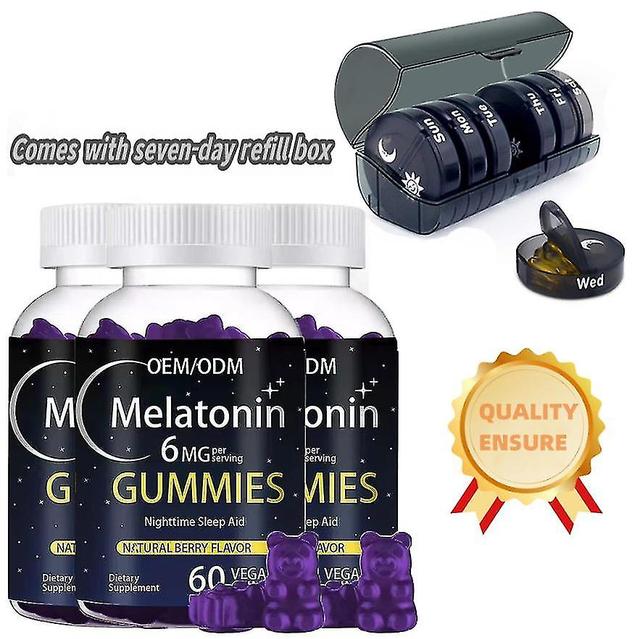 Melatonin 6 mg Gummies Immune Plus Sleep Melatonin Vitamin Gummies wird mit einer siebentägigen Nachfüllbox geliefert 3PCS on Productcaster.