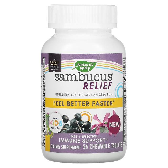 Nature's Way, Sambucus Relief, Immune Support, For Kids, Ages 2+, Berry, 36 Chewable Tablets on Productcaster.