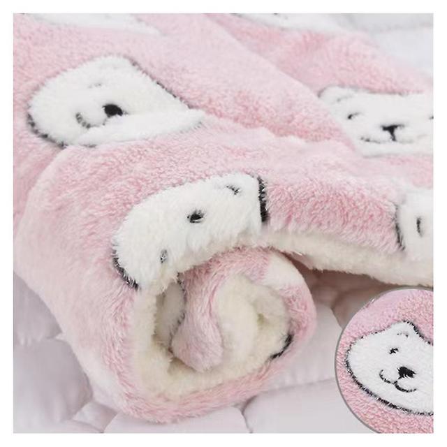 Thicken Pet Bed Mat Soft Comfortable Pet Flannel Blanket Winter Warming Pet Pad Pink Bear Head No 2 on Productcaster.