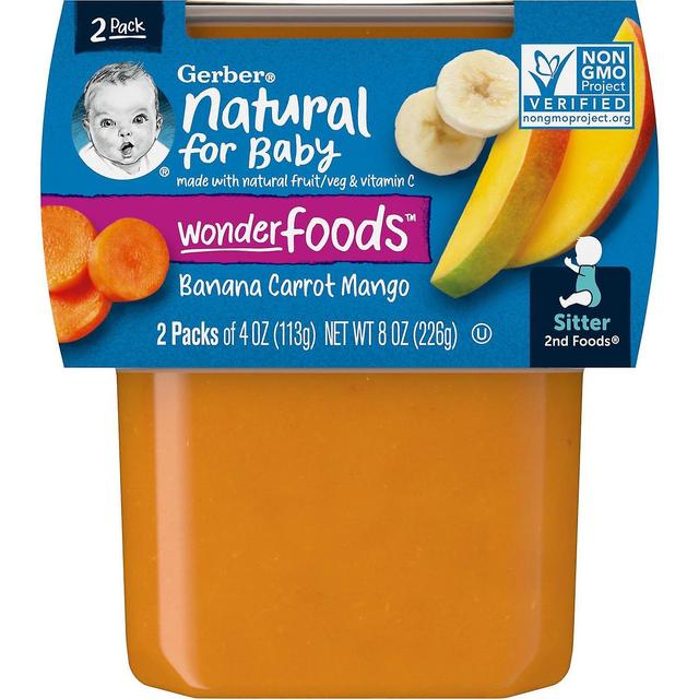 Gerber, naturligt för barnet, Wonder Foods, 2nd Foods, Banan Morot Mango, 2 Pack, 4 oz (113 g) Varje on Productcaster.