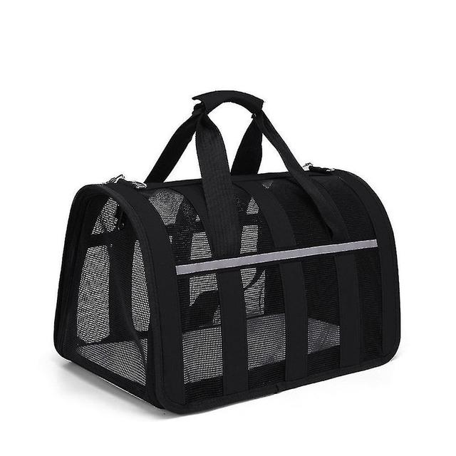 Szmtcv Pet Carrying Bag For Travel Portable Breathable Pet Carrier With Reflective Strip Matt Black Size S on Productcaster.