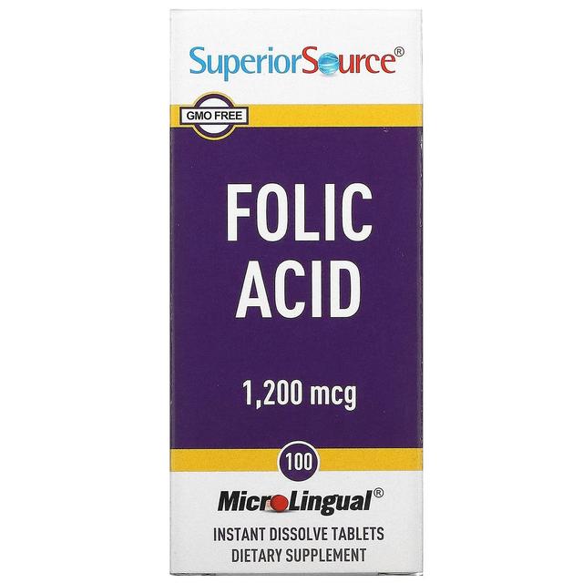 Superior Source, Folic Acid, 1,200 mcg, 100 MicroLingual Instant Dissolve Tablets on Productcaster.