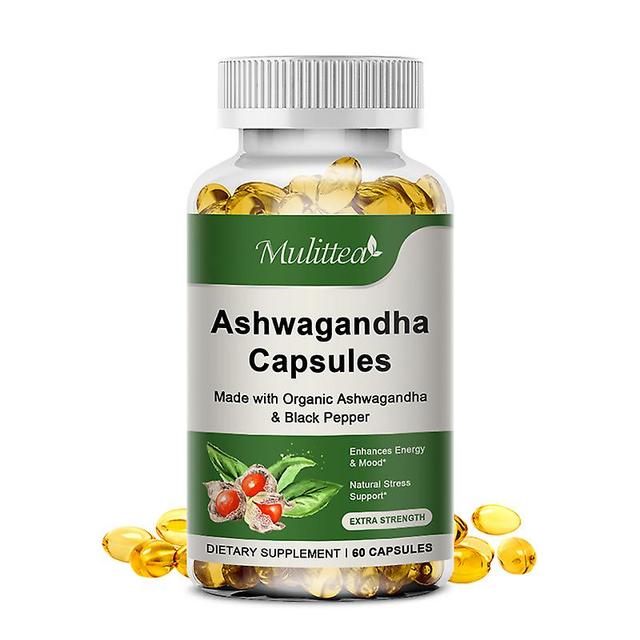 Visgaler Organic Ayurvedic Ashwagandha Extract Capsule Relieves Stress Sleep Better Enhances Immunity Energy Support Health Food 60pcs on Productcaster.