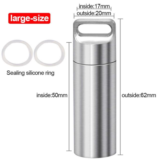 Stainless Steel Survival Tablets Box Portable Airtight Waterproof Capsule Bottle L on Productcaster.