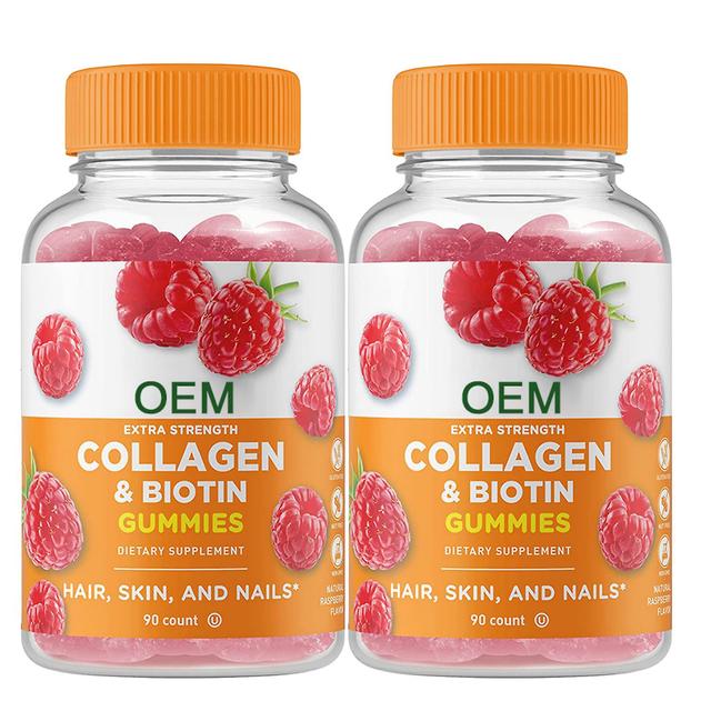 1-pack kollagenpeptider 100 mg med C-vitamin - Läckert naturligt smaksatt gummitillskott - Glutenfritt - För leder, hårväxt, hud & naglar - F 2PCS on Productcaster.