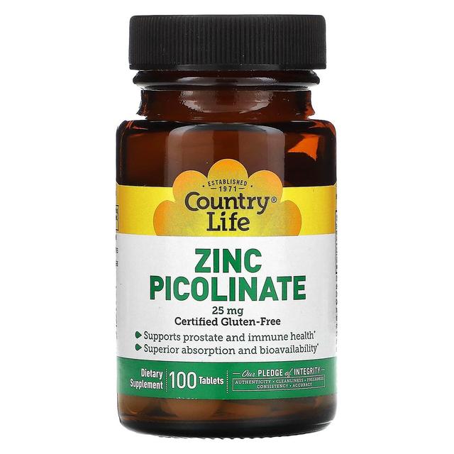 Country Life, Zinco Picolinato, 25 mg, 100 Compresse on Productcaster.