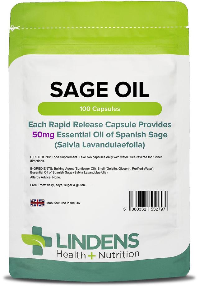 Lindens Sage Oil (Essential Oil of Spanish Sage 50mg) - 100 Capsules on Productcaster.