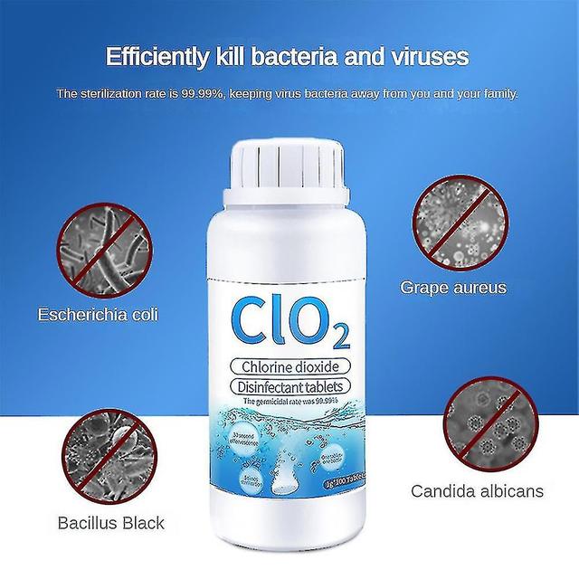 100-500PCS Food Grade Chlorine Dioxide Effervescent Tablet Clo2 Anti-bacterial Disinfection Chemical Tablet -CL Size 3Bottle on Productcaster.