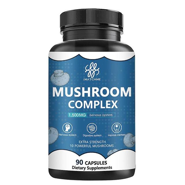 Tib Mushroom Supplement - 10 Mushroom Complex - Nootropic Brain Supplement For Memory & Focus Immune Booster Energy & Stress Relief 1 bottle 90pcs on Productcaster.