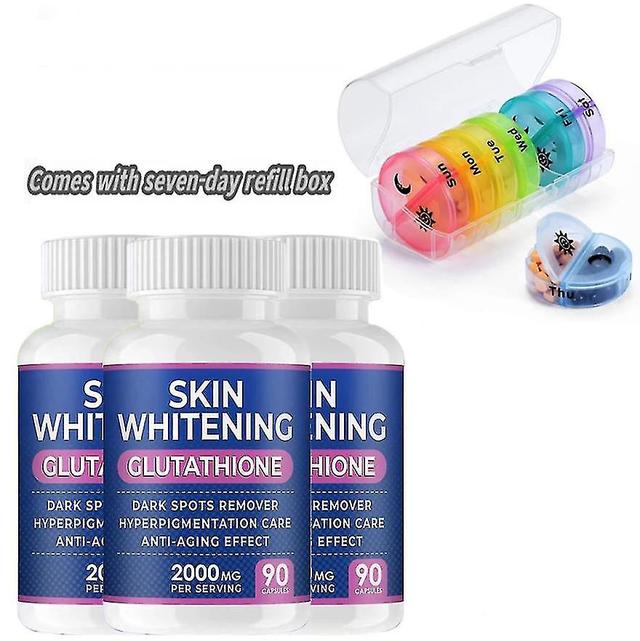 Glutathion Blegning Piller - 90 Kapsler 2000 mg Glutathion - Effektiv Skin Whitening Supplement - Dark Spot, Melasma & Acne Arfjerner, Hyperpi 3PCS on Productcaster.