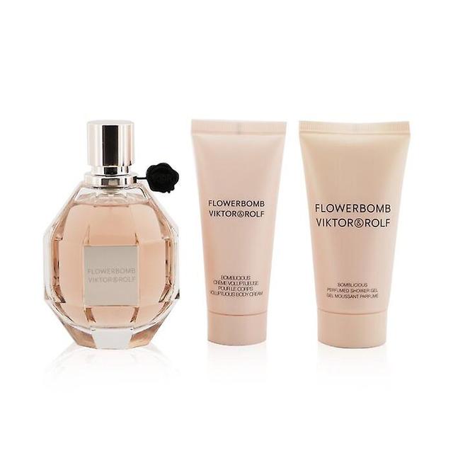 Viktor & Rolf Flowerbomb coffret: eau de parfum spray 100ml/3.4oz + body cream 40ml/1.36oz + shower gel 50ml/1.7oz - 3pcs on Productcaster.