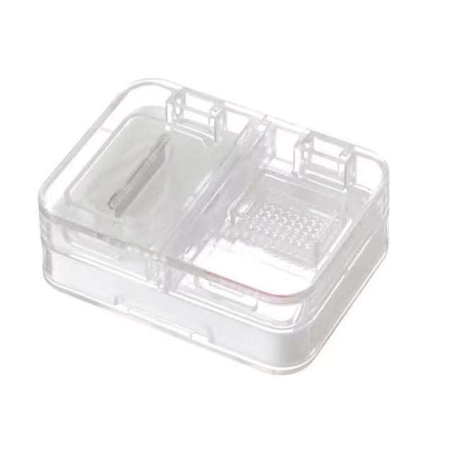 Portable Squared Medicine Box with Double Side Dustproof Cutting Vitamins Tablets Box for Outdoor Travel White on Productcaster.