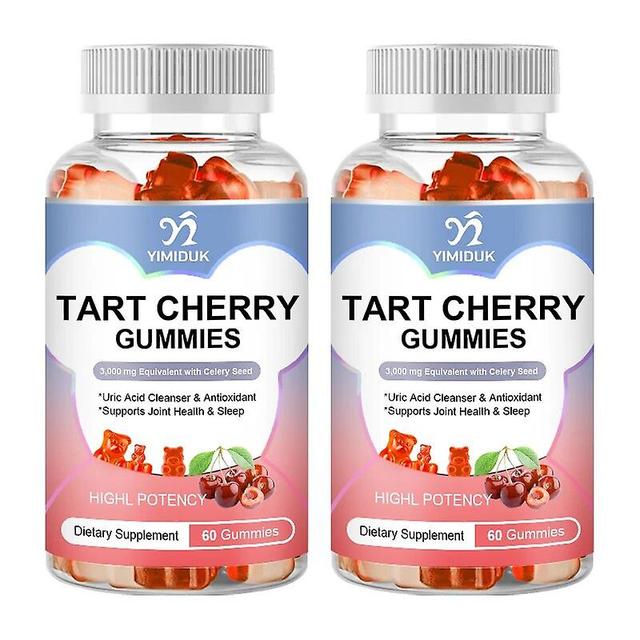 Visgaler Natural Tart Cherry Gummies 3000mg Supplement Celery Seed Extract Uric Acid Cleanser & Antioxidant Supports Joint Health & Sleep 2 Bottles on Productcaster.