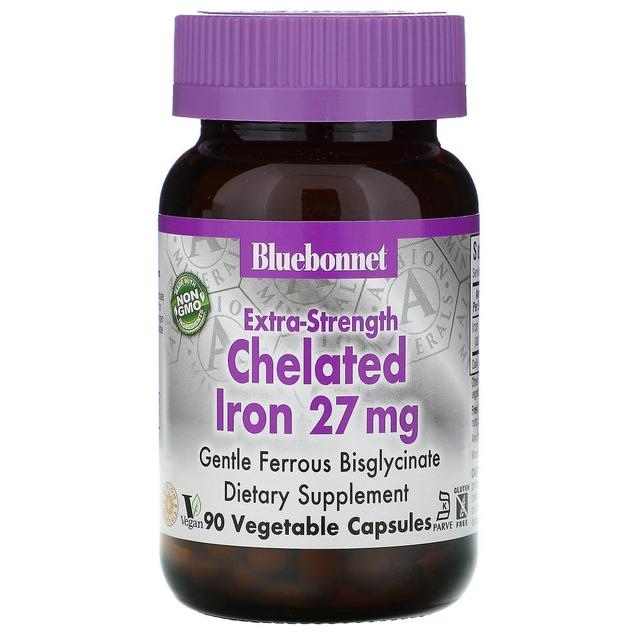 Bluebonnet Nutrition, Ferro Quelado Força Extra, 27 mg, 90 Cápsulas Vegetais on Productcaster.