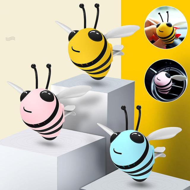 Car Cartoon Little Bee Air Outlet Perfume Car Air Conditioner Wind Aromatherapy Car Decoration Solid Balm yellow on Productcaster.