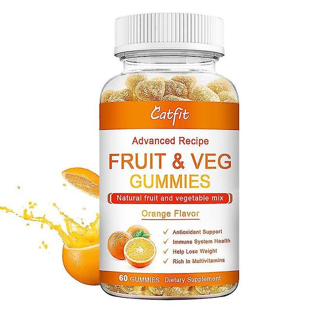 Guoguo Sweet Orange-flavor Compound Fruit And Vegetable Gummies Gastrointestinal Nursing Help Digestion Stamina Fatigue Relief 60 pcs on Productcaster.