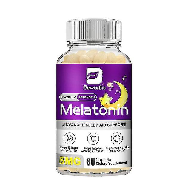 Melatonin 5mg Vitamin B6 Anti Stress Tools Sovepiller Melatonin til at sove Bliv i søvn længere For Voksen Skønhed Health-eyzi 60 capsules on Productcaster.