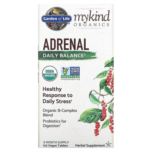 Garden of Life, MyKind Organics, Adrenal, Daily Balance, 120 Vegan Tablets on Productcaster.