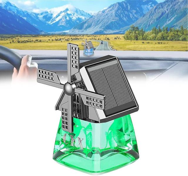 Duqi Car Air Fresheners, Solar Energy Car Fragrance Diffuser, Windmill Solar Energy Rotating Aromatherapy Car Air Freshener Green on Productcaster.