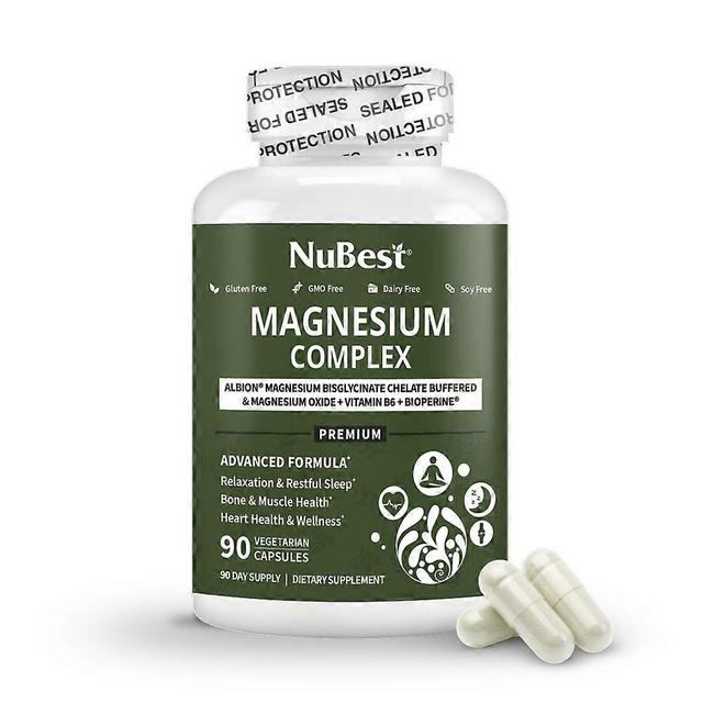 Complexe de magnésium NuBest, formule avancée pour la relaxation, la santé des os et des muscles, le bien-être général, 90 gélules végétaliennes 1-... on Productcaster.