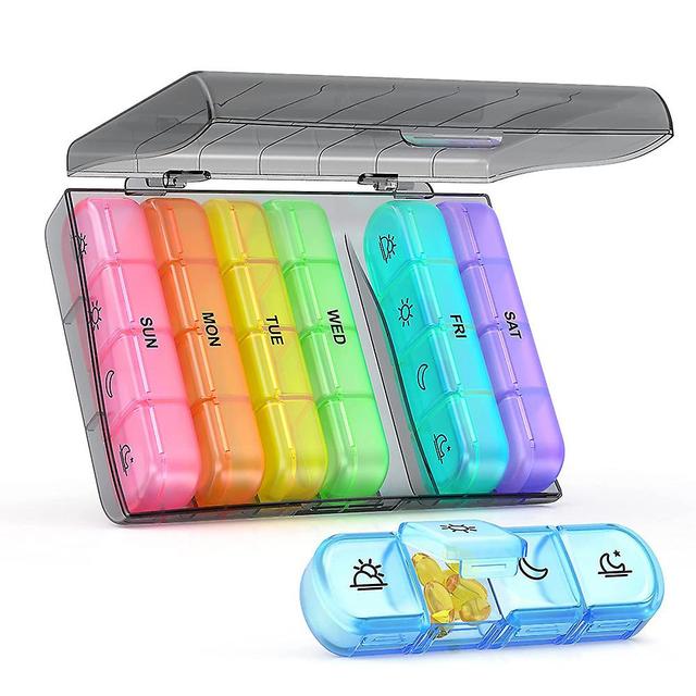 1pc, Pill Box 7 Colors 28 Day Pill Organiser, Weekly Medicine Organiser With Large Compartments To Hold Medication, Vitamin, Supplement, Tablet And Fi on Productcaster.