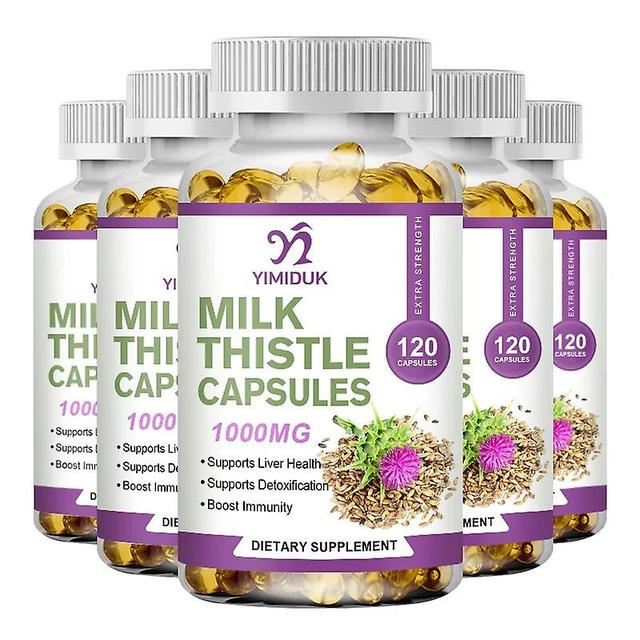 Vorallme 60/120PCS Milk Thistle Extract Capsules Support Liver Health, Late Liver Function Support, Antioxidant, Promote Digestive Health 5 Bottles... on Productcaster.