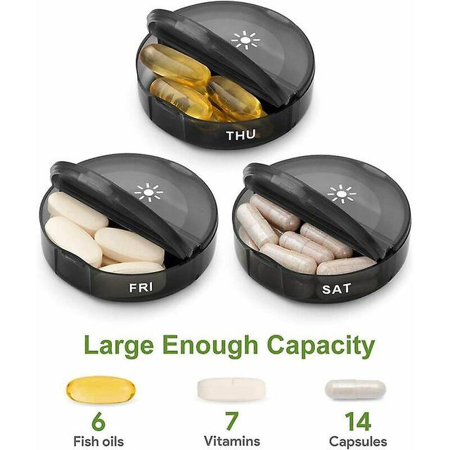 7 dages ugentlig pillearrangør med 2x daglige morgen/aften-rum, stor kapacitet, til piller/vitaminer/fiskeolie/kosttilskud (sort) on Productcaster.