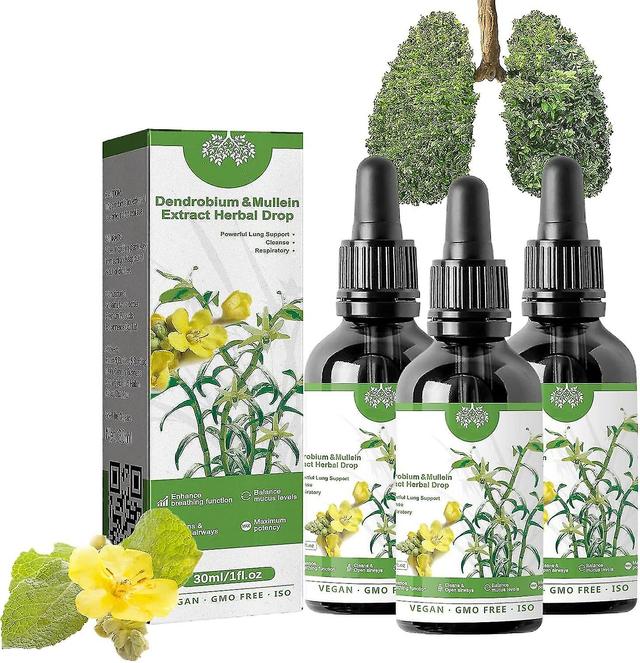 Herbal Lung Care Serum, Krachtige Longondersteuning, Reinigen & Ademen, Herbal Lung Care Serum, Dendrobium Mullein Extract Kruidendruppels 3st on Productcaster.