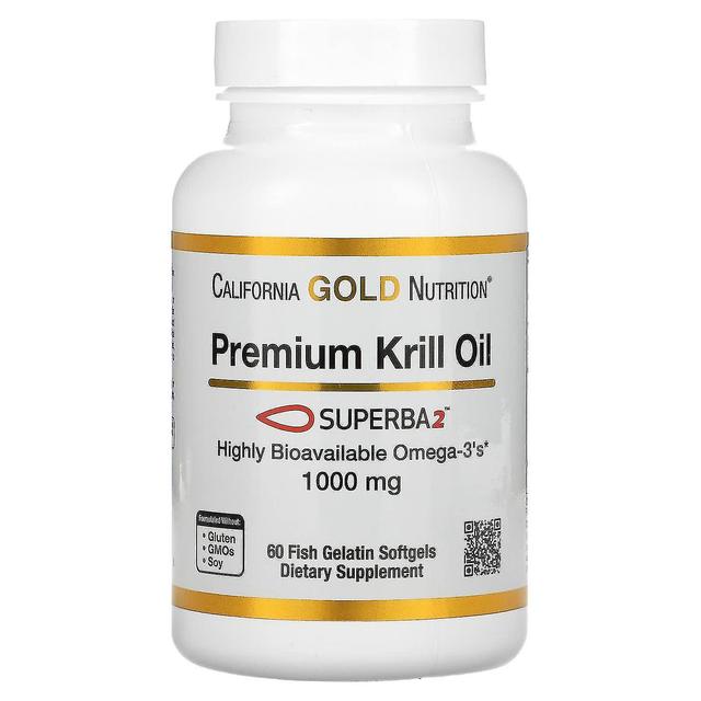 California Gold Nutrition, Premium Krill Oil with Superba2, 1,000 mg, 60 Fish Gelatin Softgels on Productcaster.