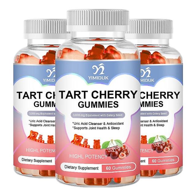 Eccpp Natural Tart Cherry Gummies 3000mg Supplement Celery Seed Extract Uric Acid Cleanser & Antioxidant Supports Joint Health & Sleep 3 Bottles on Productcaster.