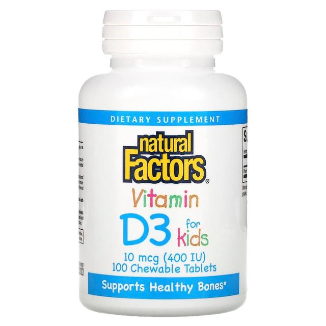 Natural Factors, Vitamin D3 for Kids, Strawberry, 10 mcg (400 IU), 100 Chewable Tablets on Productcaster.