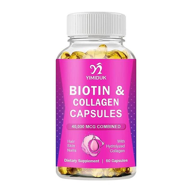 Sofirn Biotin with Collagen Supplement Protein Support Anti Aging Formula Strong Nails Shiny Hair Glowing Smooth Skin Vegan Capsule 1 Bottles 60 pcs on Productcaster.