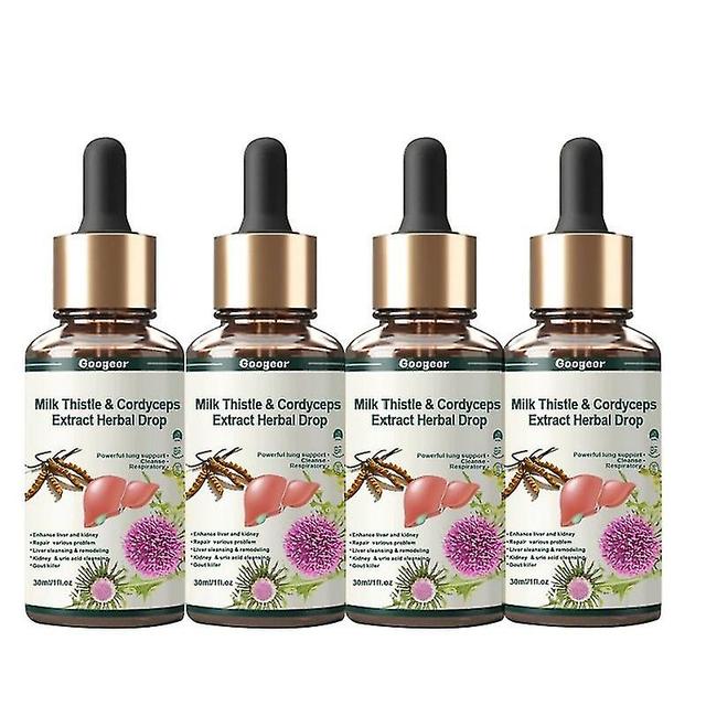 Milk Thistle & Cordyceps Sinensis Drops, Potężne wsparcie wątroby Liver Detox Liver Care Repair, Suplementy ziołowe 4pcs on Productcaster.