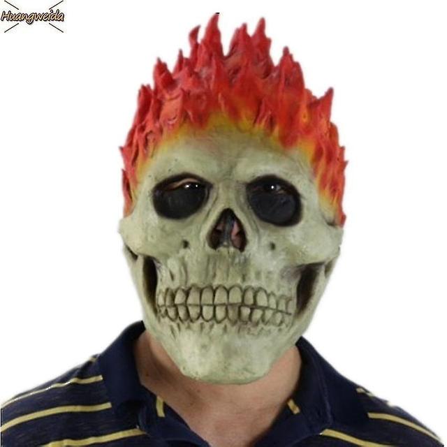 Płomień Szkielet Czaszka Maska Ghost Rider Straszny horror Zombie Upiorny Rycerz Halloween Przerażający demon Masqu on Productcaster.