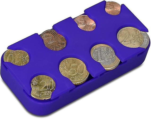 Organiseur Pices de Monnaie - Bleu - Bote de Rangement Euros avec 8 Compartiments - pour Voiture Sac Main on Productcaster.