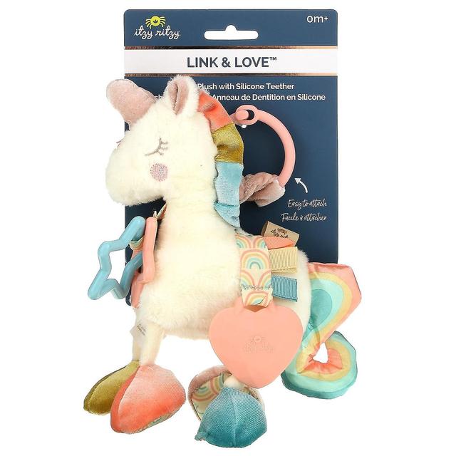 itzy ritzy, Link & Love, Activity Plush with Silicone Teether, 0+ Months, Unicorn, 1 Teether on Productcaster.