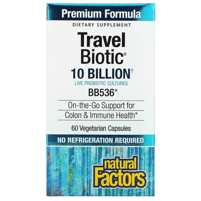 Natural Factors Luonnolliset tekijät, Travel Biotic, BB536, 10 miljardia, 60 kasviskapselia on Productcaster.