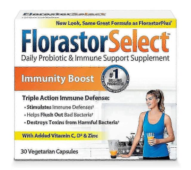 Florastor select immunity boost daily probiotic supplement with zinc, vitamin c & d3, vegetarian capsules, 30 ea on Productcaster.