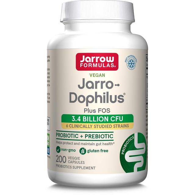 Jarrow Formulas Jarro-Dophilus + FOS (Probiotic + Prebiotic) 3.4 Billion CFU 200 Veggie Capsules on Productcaster.