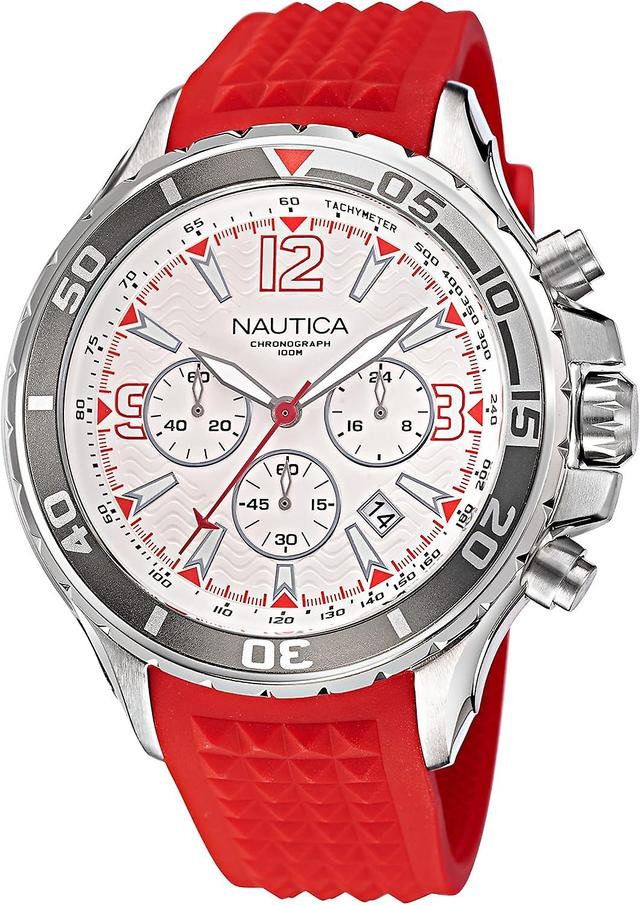 Nautica Men's Watch NAPNSS215 Red and White on Productcaster.