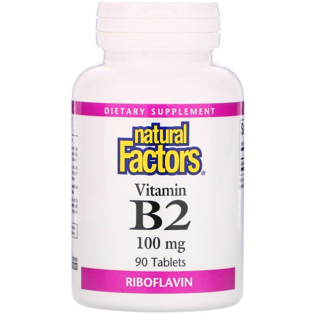 Natural Factors Naturliga faktorer, Vitamin B2, Riboflavin, 100 mg, 90 Tabletter on Productcaster.